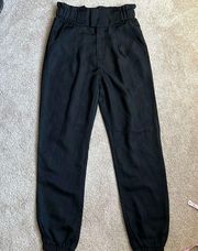 Lulus Ladies High Rise Wide Waistband Black Polyester Joggers. Size Small