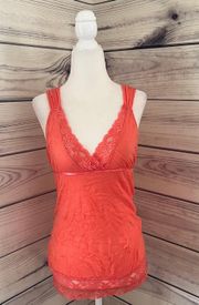 Vintage Y2K L8er Coral Lace V Neck Cami Tank Top