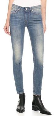 Acne Studios Skin 5 Jeans in Vintage Wash Raw Hem Low Rise Denim Women’s Size 27