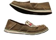 Ariat Cruiser Flower & Cow Skull Leather & Canvas Size 9.5 Slip On Loafers.