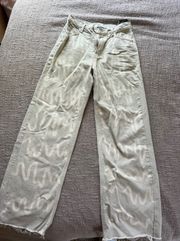 90’s Full Length Sage Green And Beige Swirl Jeans