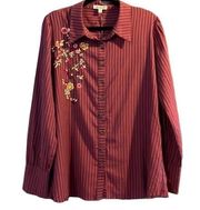 NWT Nine Britton‎ Button Down Embroidered Blouse XL