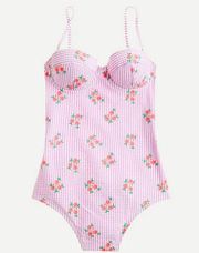 J. Crew Underwire One Piece Swimsuit With Floral Embroidery 12 NWT