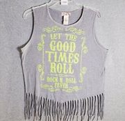 Op surf brand let the good times roll on fringe boho top size XL