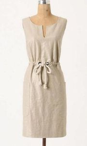 Anthropologie Flaxen Shimmer Sleeveless Tie Waist Mini Dress, Size 6