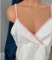 BP White Pink Crop Tank Top XL NWT Crossover N5