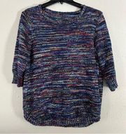 Colorful 3/4 Sleeve Blouse Rainbow Bright Spring Casual Comfy XL