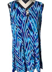 NY COLLECTION | WOMAN | ZIG ZAG SWING STRETCH DRESS -3 silver accents in front