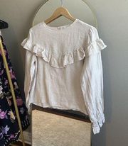 Anine Bing Blush Pink Linen Ruffle Blouse Size Medium