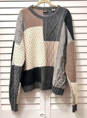 Cashmere Oversized Sweater Patchwork Size Large