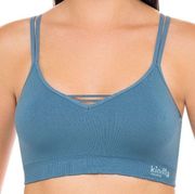 Kindly Yours Reef Blue caged v-neck sustainable seamless bralette XL