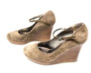 JUICY COUTURE tan suede Mary Jane wedges, size 9, made in Italy