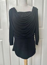 AB Studio embellished black  long sleeve top