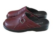 Clarks Leather Mule Clogs Burgundy Red Slip On Shoes Women’s Size 7