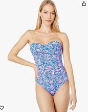 Lilly Pulitzer Flamenco One Piece Strapless Size 8 Blue Peri Takin It Easy