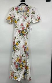 NWT Reformation Weiss Linen Flroal Wrap Maxi Dress in Chantilly