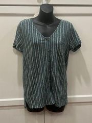 FAT FACE Green Chevron Dotted Button Short-Sleeve Size 6 Top FatFace