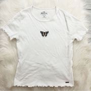 Hollister White Butterfly Tee