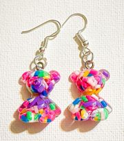 Rainbow Sprinkle Gummy Bear Dangle Earrings