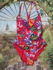 CARIBBEAN Joe floral coral swimsuit size 12