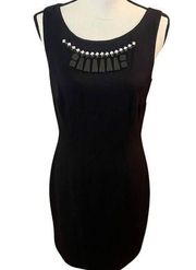 Worthington Black Embellished Bejeweled Party Cocktail Sheath Dress Sz 6