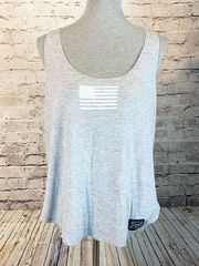 Grunt Style Womens Tank Top Shirt Sleeveless Graphic Print Pullover Gray Large