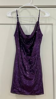 Purple Sequined Mini Dress