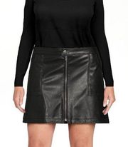 Faux Leather Zip Front Skirt