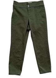 Loft Pants Army Green Stretch High Rise High Waisted Tapered Ankle Pants Size 12