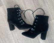 14th & Union Black Suede High Heeled Bootie Size 7