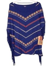 Ruff Hewn Womens 2X Fringe Top Southwestern Style Poncho Look New w/ Tags