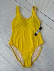 NWT Nicole Miller Womens Swimsuit Yellow Scoop Back Padded 1-PC Bathing suit M