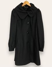 GUESS Coat Wool Blend‎ Women Black Rounded Collar Size Medium Car Coat Feminine