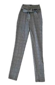 Windsor Women's Houndstooth Plaid Paperbag High Waisted Skinny Pants Size Small