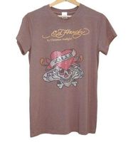 NWOT Ed Hardy By Christian Audigier Love Kills Rhinestone Fitted T Shirt Top