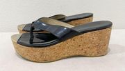 Jimmy Choo Black Patent y2k 2000s Platform Flip Flop Sandals size 38.5