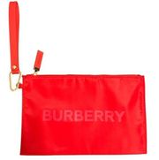 NEW Burberry Red Orange Satin Nylon Wristlet Pouch