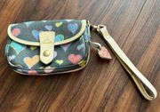 Dooney & Bourke Black Heart Pattern Wristlet Clutch