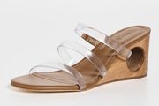 CULT GAIA Merced PVC Wedge Sandals Wooden Slip On Brown Womens Size IT 41 US 11