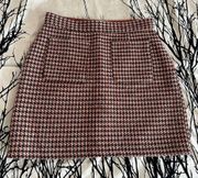 Modcloth Informed Ensemble Houndstooth Retro Vintage Print Mini Skirt, sz 6, EUC