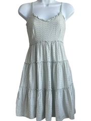 Sim & Sam Dress Women XS Green Sweetheart Bodice Spaghetti Strap Eyelet Lined