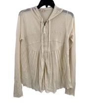 LAMade Cream Zip Front Hooded Lightweight Jacket Medium New