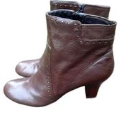 Naturalizer Vista Brown Leather Studded Bootie Heel Zip Closure Size 12 M