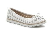 White Mountain Delgato Flats 9.5 White Faux Leather Slip On Perforated Chic