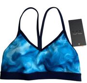 TYR  Womens Molten V-Neck Sports Bra - Blue Multi - Size Small 4/6 - $45