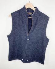 Woolrich Dark Charcoal Heather Grey 100% Wool Sweater Vest Women's Size Large L