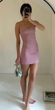 Vintage Y2K Metallic Mini Tank Dress Pink Size XS