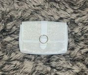 Talbots White Knit Clutch with Gold Hardware