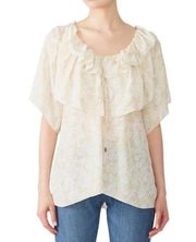 See by Chloe Floral Silk Blend Ruffle Blouse Top