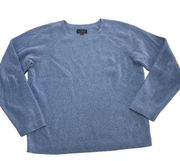 Lucky Brand Sweater Womens Large Blue Ribbed Knit Comfy Crew Neck Cotton Blend